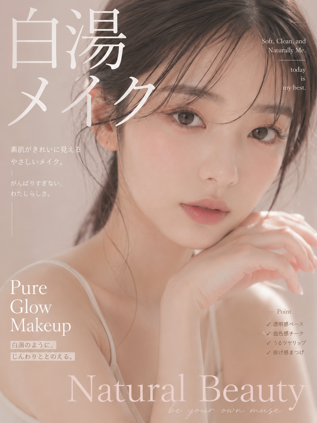 白湯メイク 透明感モテメイクに♡